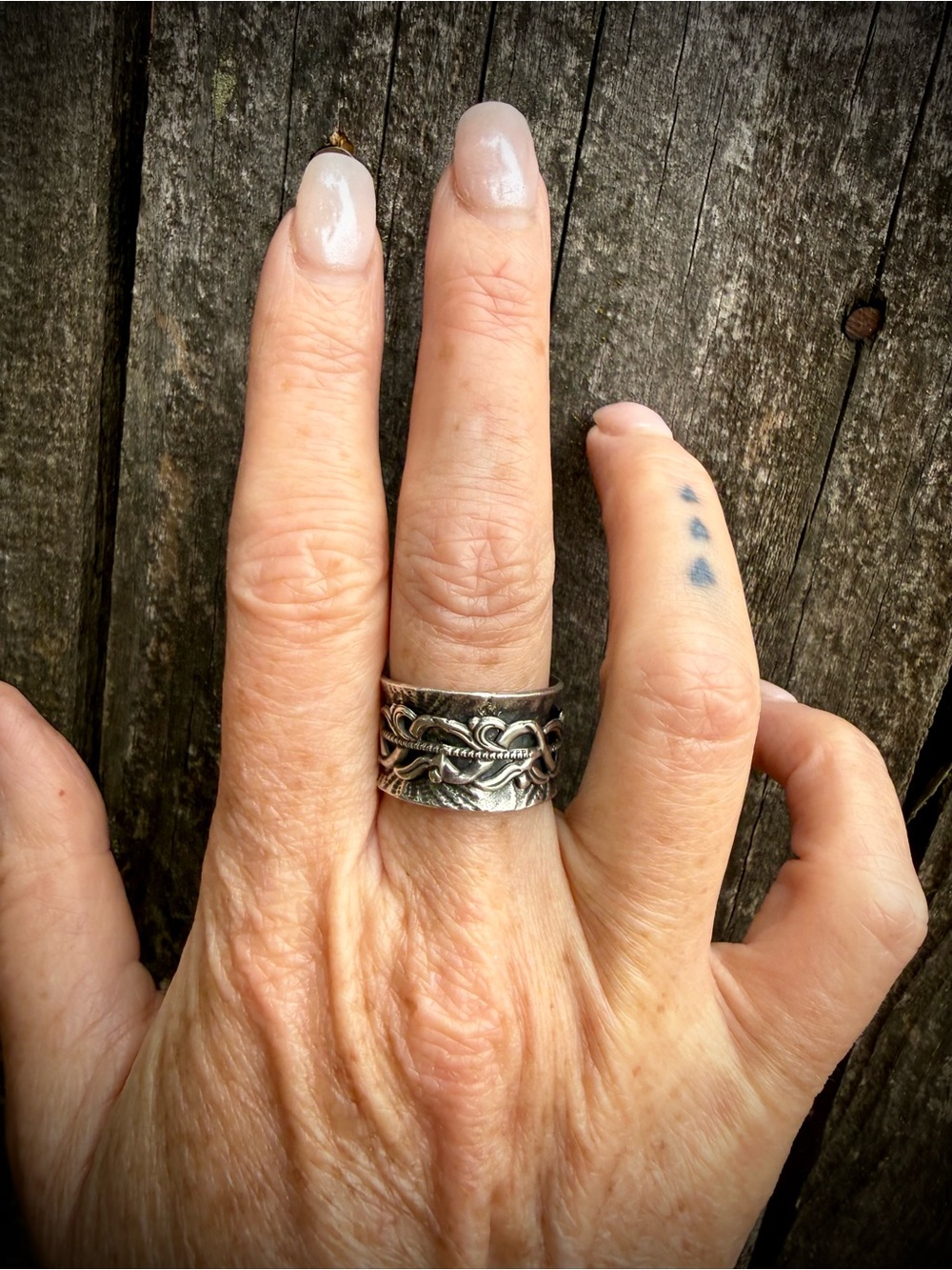 Artisan Made Sterling Silver Spinner Fidget Ring by Silversmith Art in Motion - Picture 3 of 5